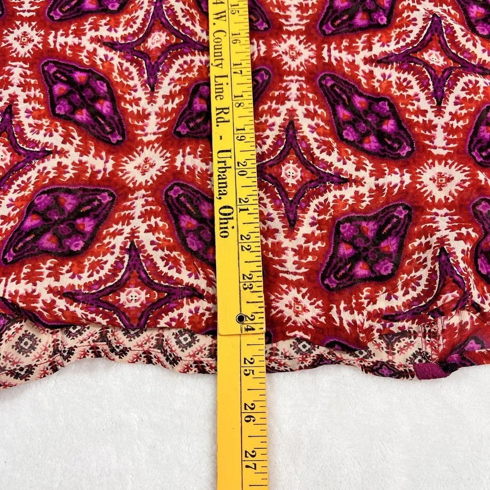 Bila Women XXL Billabong‎ Semi Sheer Crochet Trim Patchwork Tunic Boho Peasant